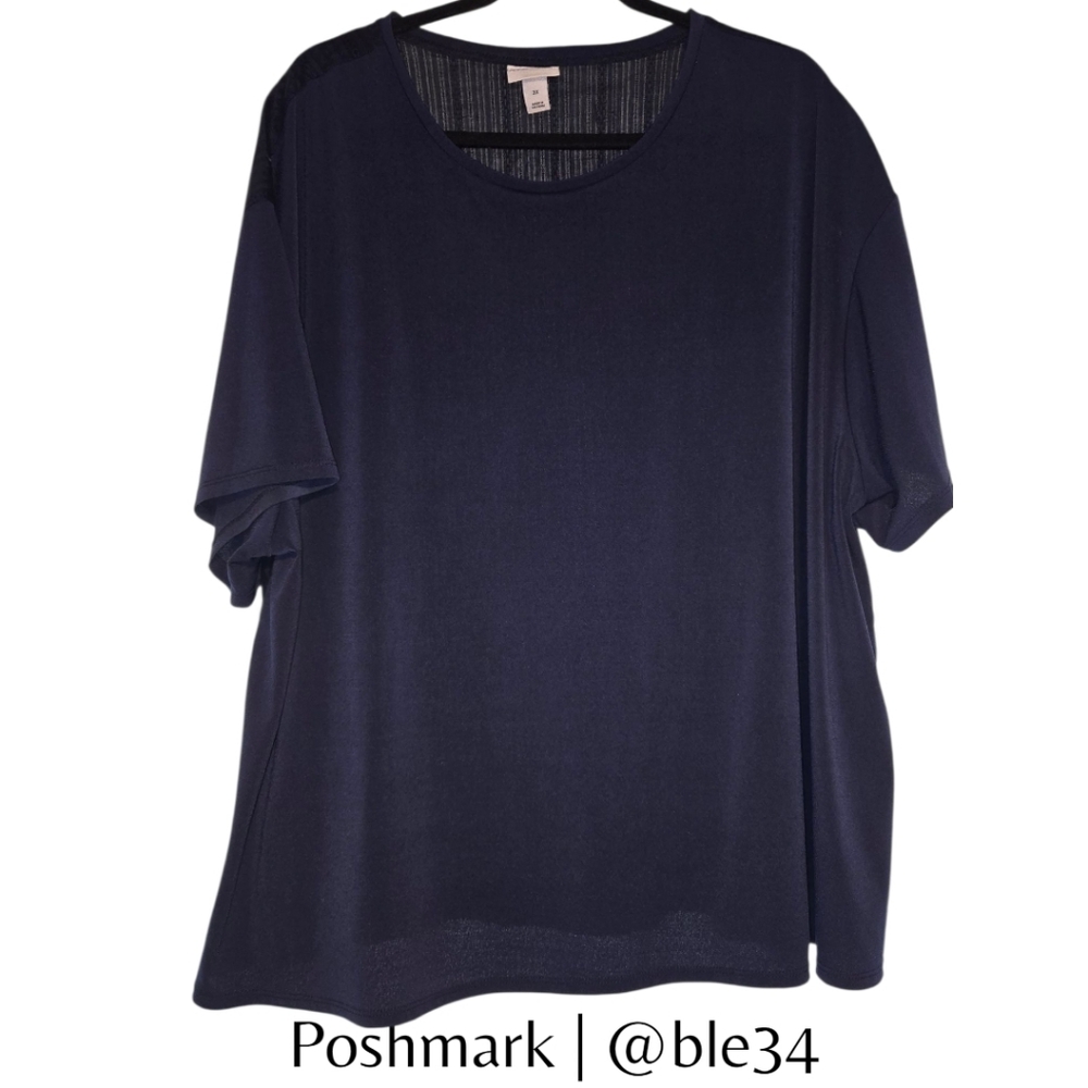 *SALE* Ava & Viv Navy Short Sleeve Blouse Detailed Back